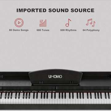UMOMO U-710 88 Key Digital Piano Keyboard with Piano Bench, Full Size Electric Piano with Piano Stan...