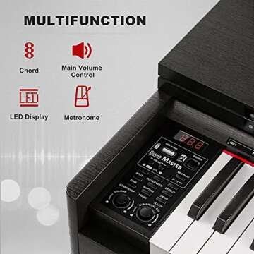 UMOMO U-710 88 Key Digital Piano Keyboard with Piano Bench, Full Size Electric Piano with Piano Stand, Headphone Jack, 3 Pedal, Electronic Piano for Beginner, Adults, Black