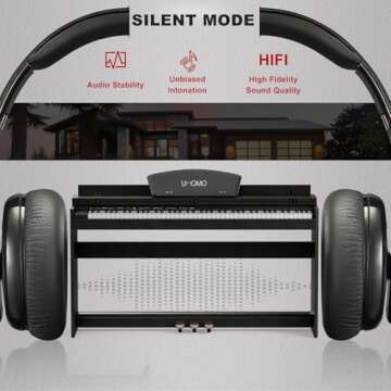 UMOMO U-710 88 Key Digital Piano Keyboard with Piano Bench, Full Size Electric Piano with Piano Stand, Headphone Jack, 3 Pedal, Electronic Piano for Beginner, Adults, Black