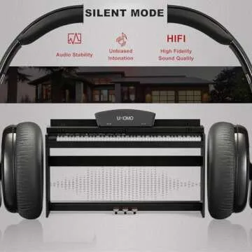 UMOMO U-710 88 Key Digital Piano Keyboard with Piano Bench, Full Size Electric Piano with Piano Stand, Headphone Jack, 3 Pedal, Electronic Piano for Beginner, Adults, Black