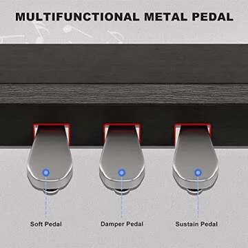 UMOMO U-710 88 Key Digital Piano Keyboard with Piano Bench, Full Size Electric Piano with Piano Stand, Headphone Jack, 3 Pedal, Electronic Piano for Beginner, Adults, Black