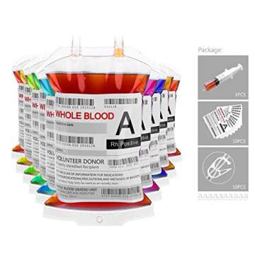 WYNK 10 IV Blood Bags for Drinks for Halloween Party Decoration, Reusable Drink Pouch for Live Blood...