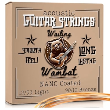 Acoustic Guitar Strings, 12-53 light, Phosphor bronze with Nano coating, Long lasting, vibrant sound...
