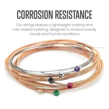 Acoustic Guitar Strings, 12-53 light, Phosphor bronze with Nano coating, Long lasting, vibrant sound, 90/10 Bronze, Smooth Feel, great for concert, or practice