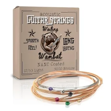 Acoustic Guitar Strings, 12-53 light, Phosphor bronze with Nano coating, Long lasting, vibrant sound, 90/10 Bronze, Smooth Feel, great for concert, or practice