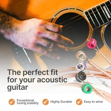 Acoustic Guitar Strings, 12-53 light, Phosphor bronze with Nano coating, Long lasting, vibrant sound, 90/10 Bronze, Smooth Feel, great for concert, or practice