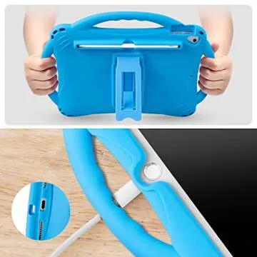 Adocham kids case for iPad 7th Gen 10.2 (2019)/ iPad Air 3rd Gen 10.5 (2019)/ iPad Pro 10.5(2017), Premium Food-grade Silicone Lightweight Shock Proof Handle Stand Kids Friendly Cover (Blue)
