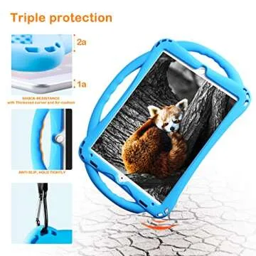 Adocham kids case for iPad 7th Gen 10.2 (2019)/ iPad Air 3rd Gen 10.5 (2019)/ iPad Pro 10.5(2017), Premium Food-grade Silicone Lightweight Shock Proof Handle Stand Kids Friendly Cover (Blue)