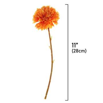 Tinsow 12 Pcs Artificial Chrysanthemum Flowers Orange Faux Ball Flowers Autumn Mums Florals Wedding ...