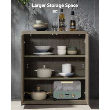 SICOTAS Buffet Cabinet with Storage Accent Sideboard Modern Credenza with Doors & Shelves Fluted Media Console Wood Mid Century Coffee Bar Table for Living Room Kitchen Dining Room Hallway (4PCS)