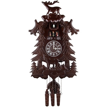 Exquisite Handcrafted Wood Cuckoo Clock with Dancing Deer & Melodies