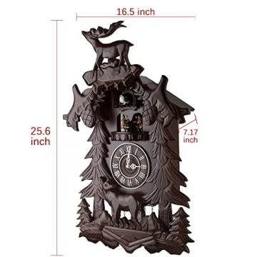 Handcrafted Wood Cuckoo Clock Dancing Deer Music