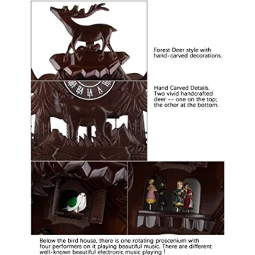Handcrafted Wood Cuckoo Clock Dancing Deer Music
