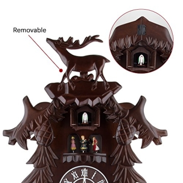 Handcrafted Wood Cuckoo Clock Dancing Deer Music