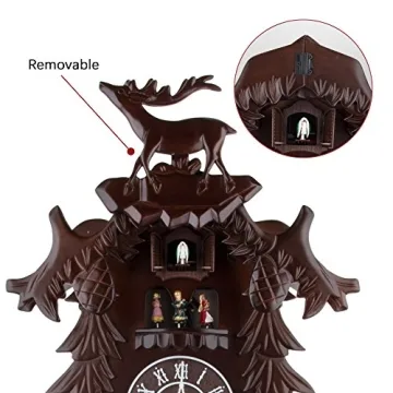 Handcrafted Wood Cuckoo Clock Dancing Deer Music
