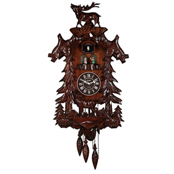 Handcrafted Wood Cuckoo Clock Dancing Deer Music