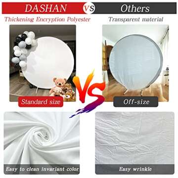 DASHAN 7.2ft White Round Backdrop Cover for Events