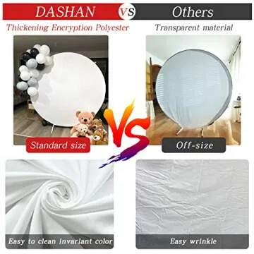 DASHAN 7.2ft White Round Backdrop Cover for Events