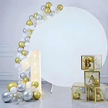 DASHAN 7.2ft White Round Backdrop Cover for Events