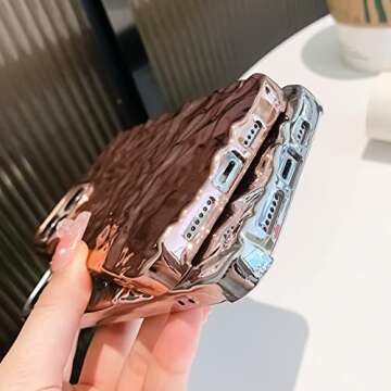 Compatible for iPhone 12 Pro Max Case Cute Luxury Designer Tin Foil Pleated Phone Cover for Women Electroplated Sparkly Silicone Protective Slim Fit Soft Case 6.7Inch (Silver Glossy-iPhone 12 Pro Max)
