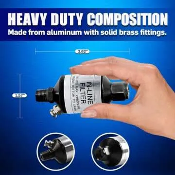 LE LEMATEC Air Compressor Water Separator, 1/4 NPT Inline Filter & Moisture Trap for Pneumatic Tools, HVLP Spray Paint Gun & Airbrush, Durable Compressed Air Dryer with Easy Drain Valve, AI303