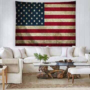 PROCIDA American Flag Tapestry Wall Hanging Vintage Retro Stars and Stripes USA Flag Tapestry Wall T...