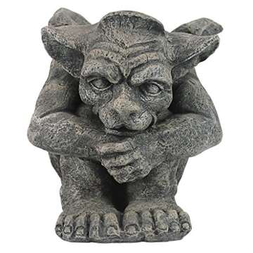 Design Toscano Emmett The Gargoyle Sculpture Gothic Statue, Living Room or Office Decor, Small 10 Inch Tall, Cast Stone Resin, Gray Stone Finish