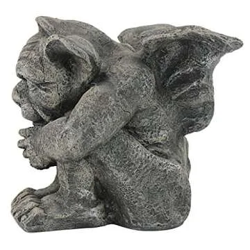 Design Toscano Emmett The Gargoyle Sculpture Gothic Statue, Living Room or Office Decor, Small 10 Inch Tall, Cast Stone Resin, Gray Stone Finish