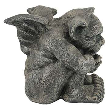 Design Toscano Emmett The Gargoyle Sculpture Gothic Statue, Living Room or Office Decor, Small 10 Inch Tall, Cast Stone Resin, Gray Stone Finish