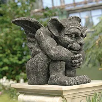 Design Toscano Emmett The Gargoyle Sculpture Gothic Statue, Living Room or Office Decor, Small 10 Inch Tall, Cast Stone Resin, Gray Stone Finish
