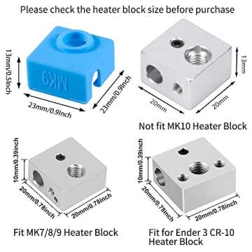 Aokin 3D Printer Hotend Silicone Sock Heater Block Silicone Cover for Creality Ender 3, Ender 3 Pro,...