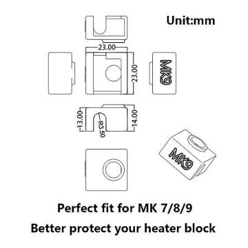 Aokin 3D Printer Hotend Silicone Sock Heater Block Silicone Cover for Creality Ender 3, Ender 3 Pro, Ender 5, Ender 5 Pro, CR-10/10S, Anet A8, MK7/8/9 Hotend, Blue, 3 Pcs