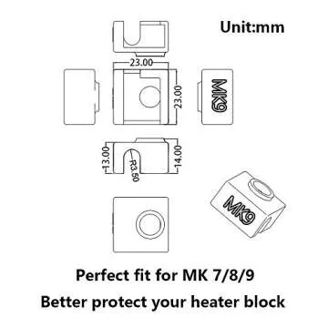 Aokin 3D Printer Hotend Silicone Sock Heater Block Silicone Cover for Creality Ender 3, Ender 3 Pro, Ender 5, Ender 5 Pro, CR-10/10S, Anet A8, MK7/8/9 Hotend, Blue, 3 Pcs
