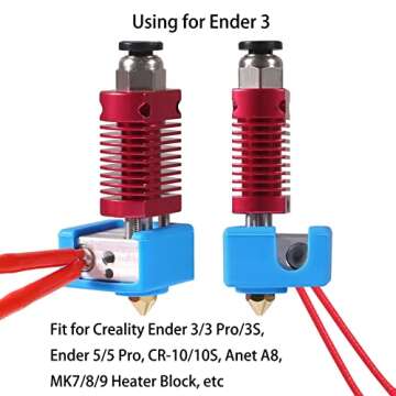 Aokin 3D Printer Hotend Silicone Sock Heater Block Silicone Cover for Creality Ender 3, Ender 3 Pro, Ender 5, Ender 5 Pro, CR-10/10S, Anet A8, MK7/8/9 Hotend, Blue, 3 Pcs