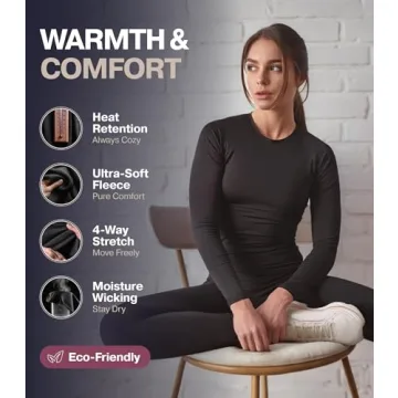 Thermajane Fleece Lined Thermal Underwear Set for Women