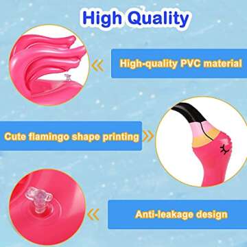Camlinbo 15 Pcs Inflatable Flamingo Pool Toys Ring Toss Pool Game, Flamingos Luau Party Decor Hawaiian Beach Toys Carnival Outdoor Luau Party Games Party Supplies for Kids Adults Family