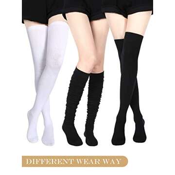 SATINIOR Extra Long Thigh High Socks for Women, 2 Pairs