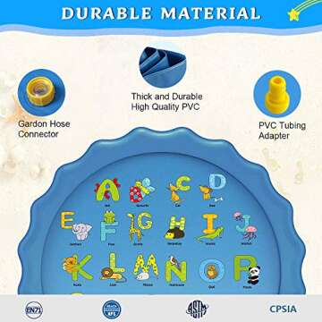 Lzellah Splash Pad for Kids - Fun Learning & Play Mat