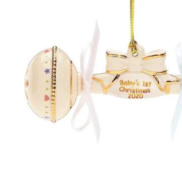 Lenox 2020 Baby's First Christmas Rattle Ornament - Timeless Keepsake