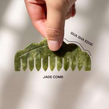 VRAIKO Natural Jade Comb Head Massager, Scalp Massage Comb and Gua Sha Scraping Tool, Meridians Massage Tool for Head Caring and Relaxation (Serpentine)