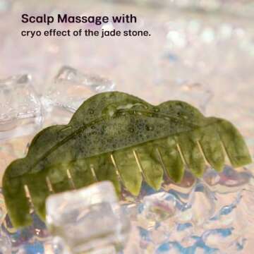 VRAIKO Natural Jade Comb Head Massager, Scalp Massage Comb and Gua Sha Scraping Tool, Meridians Massage Tool for Head Caring and Relaxation (Serpentine)