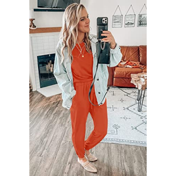 PRETTYGARDEN Women's Two Piece Outfit in Orange Red