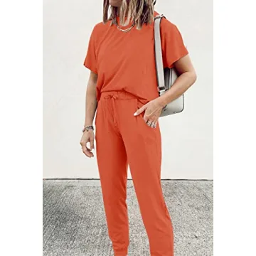 PRETTYGARDEN Women's Two Piece Outfit in Orange Red