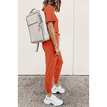 PRETTYGARDEN Women's Two Piece Outfit in Orange Red