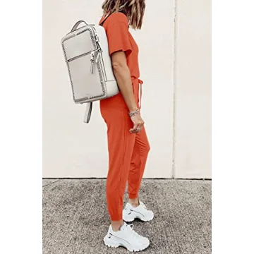 PRETTYGARDEN Women's Two Piece Outfit in Orange Red