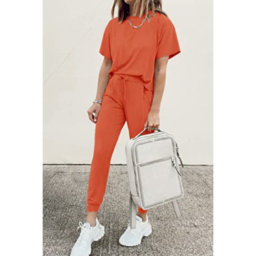 PRETTYGARDEN Women's Two Piece Outfit in Orange Red