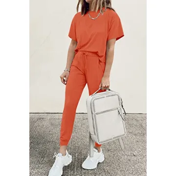 PRETTYGARDEN Women's Two Piece Outfit in Orange Red