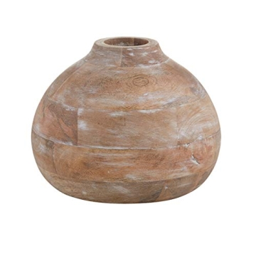 Large Distressed Mango Wood Flower Vase for Home Decor
