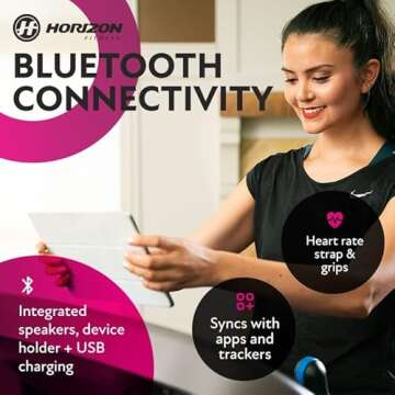 Horizon Fitness 7.4 at Studio Series Smart Treadmill with Bluetooth and Incline, Heavy Duty Folding Treadmill 350 lbs Weight Capacity, Pro Running Machine for Home Exercise and Running with Apps
