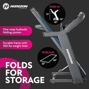 Horizon Fitness 7.4 at Studio Series Smart Treadmill with Bluetooth and Incline, Heavy Duty Folding Treadmill 350 lbs Weight Capacity, Pro Running Machine for Home Exercise and Running with Apps